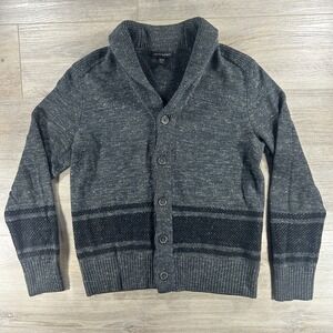 Banana Republic Cardigan Mens M Striped Shawl Collar Wool Blend Grandpa Dad